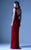 MNM Couture - G0919 Illusion V Neckline Draped Pleated Evening Dress in Red