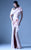MNM Couture - G0935 One Shoulder 3D Floral Accent Fitted Gown w Slit in Pink