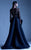 MNM Couture - G0954 Embellished Sheer Long Sleeve HighLow Evening Gown in Black