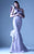 MNM COUTURE - G0960 Asymmetric One Shoulder Ruffle Trumpet Gown In Gray