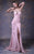 MNM COUTURE - G0982 Strapless V Neck Wrap Skirt Sheath Gown In Pink