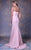 MNM COUTURE - G0982 Strapless V Neck Wrap Skirt Sheath Gown In Pink