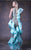 MNM COUTURE - G1001 Applique Ruffled Deep V-neck Sheath Dress In Blue