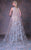 MNM COUTURE - G1007 Sequined High Neck Trumpet Dress With Cape In Silver