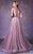 MNM COUTURE - G1013 Applique Illusion Neck A-line Gown In Pink