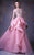 MNM COUTURE - G1040 Floral Applique High Neck A-line Gown In Pink