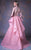 MNM COUTURE - G1040 Floral Applique High Neck A-line Gown In Pink