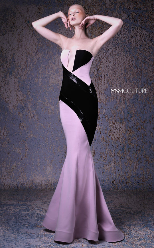 MNM COUTURE - G1044 Two Tone Embellished Mermaid Dress In Pink and Black