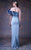 MNM COUTURE - G1046 Ruffled Off-Shoulder Sheath Dress In Blue