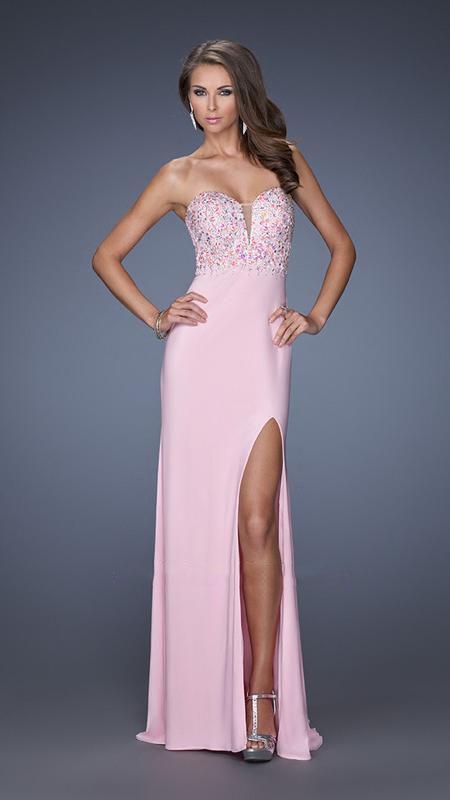 GiGi - Embellished Plunging Sweetheart Prom Dress 19869 In Pink