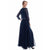 Glow by Colors - G268 Quarter Sleeve Illusion Jacket Overlaid A-Line Dress In Blue