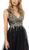 Nox Anabel - G272 Crystals and Stone Embellished V-Neck Evening Gown In Black and Gold
