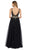 Nox Anabel - G272 Crystals and Stone Embellished V-Neck Evening Gown In Black and Gold