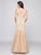 Glow by Colors - G290-1 V-neck Beaded Lace Mermaid Gown In Neutral