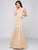 Glow by Colors - G290 Beaded Quarter Length Sleeve Mermaid Gown In Neutral