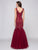Glow by Colors - G290 Beaded Quarter Length Sleeve Mermaid Gown In Red