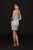 Glow by Colors - G664S Embellished V-neck Sheath Dress in Silver