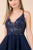 Nox Anabel - G698 Embellished Deep V-neck A-line Cocktail Dress In Blue