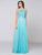 Glow by Colors - G703 Embellished Halter Neck A-line Dress in Green