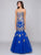 Glow by Colors - G708 Gilt Embroidered Trumpet Gown in Blue