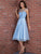 Glow by Colors - G737 Illusion Bateau Chiffon A-line Dress in Blue