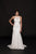 Glow by Colors - G747-1 Lace Halter Trumpet Dress With Train In White
