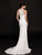 Glow by Colors - G747 Illusion Jewel Bejeweled Lace Sheath Gown In White