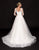 Glow by Colors - G749 Quarter Sleeve Illusion V-Neck Gossamer Gown In White