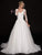 Glow by Colors - G749 Quarter Sleeve Illusion V-Neck Gossamer Gown In White