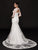 Glow by Colors - G750 Illusion Quarter Sleeve Scalloped Lace Gown In White