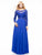 Glow by Colors - G755 Long Sleeve Lace A-line Dress In Blue