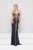 Glow by Colors - G766 Gilt Stripe Ornate Sheath Gown In Black