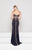 Glow by Colors - G766 Gilt Stripe Ornate Sheath Gown In Black