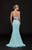 Glow by Colors - G774 Halter Cutout Bodice Faille Gown In Blue and Green