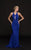 Glow by Colors - G774 Halter Cutout Bodice Faille Gown In Blue
