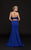 Glow by Colors - G774 Halter Cutout Bodice Faille Gown In Blue