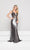 Glow by Colors - G775 Plunging Metallic Jersey Sheath Gown In Silver and Gray