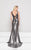 Glow by Colors - G775 Plunging Metallic Jersey Sheath Gown In Silver and Gray