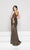 Glow by Colors - G775 Plunging Metallic Jersey Sheath Gown In Gold