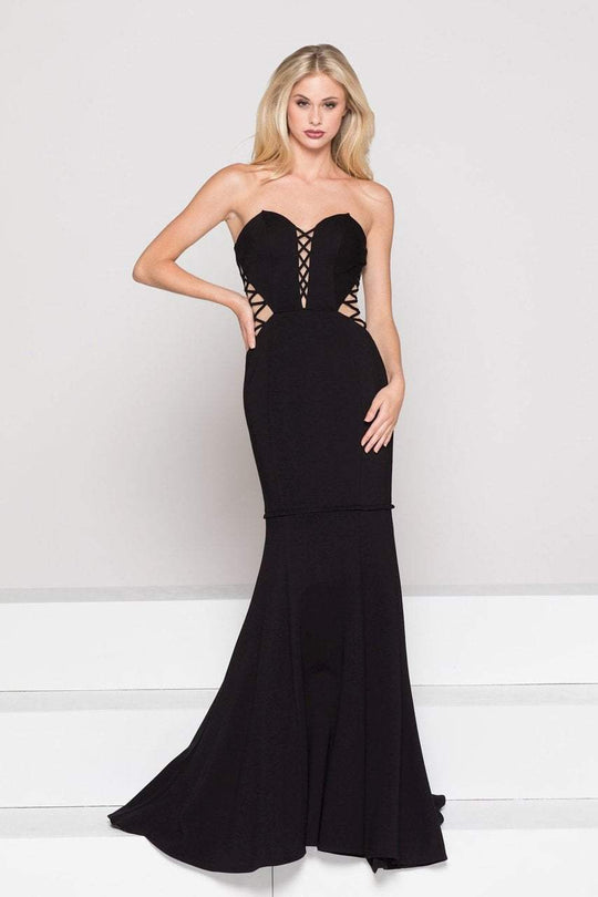 Glow by Colors - G779 Sweetheart Scuba Dress with Detachable Skirt In Black