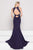 Glow by Colors - G783 Beaded Lace Halter Scuba Sheath Dress In Purple