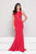 Glow by Colors - G783 Beaded Lace Halter Scuba Sheath Dress In Red