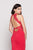 Glow by Colors - G783 Beaded Lace Halter Scuba Sheath Dress In Red