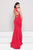 Glow by Colors - G783 Beaded Lace Halter Scuba Sheath Dress In Red