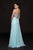 Glow by Colors - G787 Multi-Colored Embellished Chiffon A-line Dress In Blue