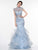 Glow by Colors - Embroidered Illusion High Neck Trumpet Dress G842 In Blue