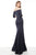 Jovani - 68429 Off-Shoulder Stretch Fabric Trumpet Dress In Blue