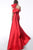 Jovani - 62463 One Shoulder Sleeveless Evening Gown with Bow Accent In Red