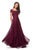 La Femme - 26550 Lace Bateau Chiffon A-line Dress In Red