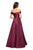 La Femme - 27005 Off Shoulder High Slit Prom Dress In Purple and Red